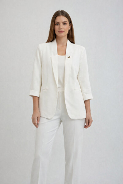 AYHAN Ecru Women's Jacket - Capri Sleeve, Classic Cut