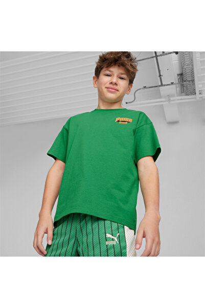 Puma تي شيرت جرافيكي للأولاد الشباب للجماهير - أخضر