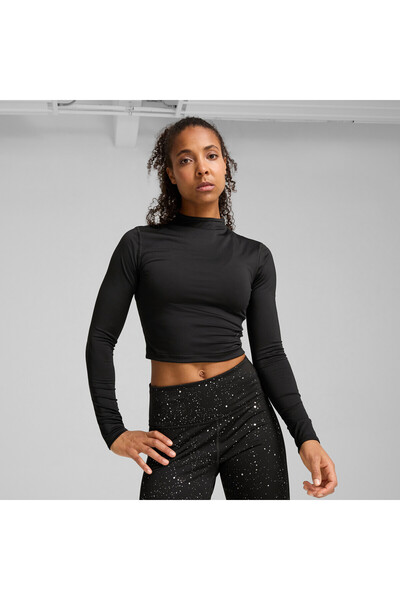 Puma Womens INTERGALACTIC Long Sleeve Crop Top - Black