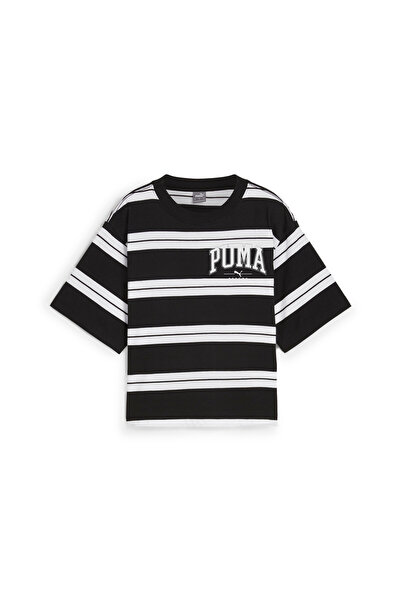 Puma Womens SQUAD Striped Tee - Black