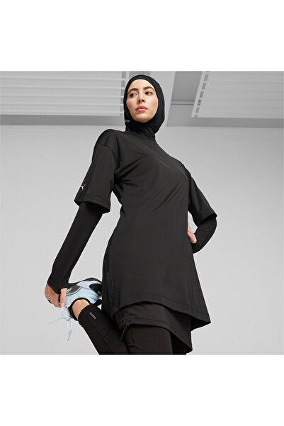 Puma تي شيرت تدريبي نسائي محتشم كبير الحجم - أسود