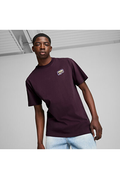 Puma تي شيرت رجالي مريح برسومات داون تاون - أرجواني