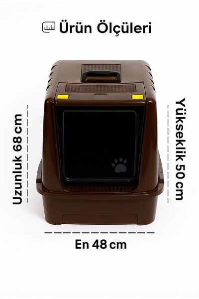 PlastArt Büyük Boy Kapalı Kedi Tuvaleti Dev Boy 68-58-50