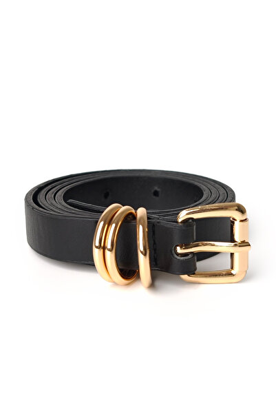 Ecrou Three Buckle Thin Belt Black