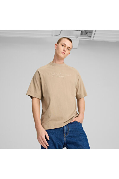 Puma Mens CLASSICS+ Oversized Tee - Beige