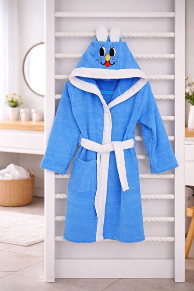 Federico Fabrizio Velvety & Children's Hooded Patterned Bathrobe – Cotton & S...
