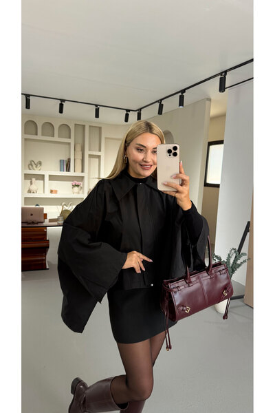 Sezgi Tekin Zippered Black Cape Trench