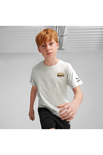 Puma تي شيرت جرافيكي للأولاد الشباب للقاعدة الجماهيرية - رمادي