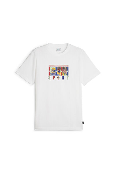 Puma تي شيرت رياضي رجالي برسومات - أبيض