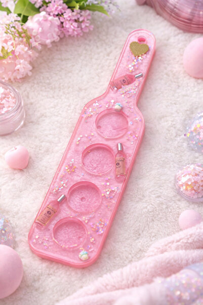 Phellos صينية تقديم تيكيلا من الراتنج مع حامل شموع، بتفاصيل زجاجة وردية لامعة...