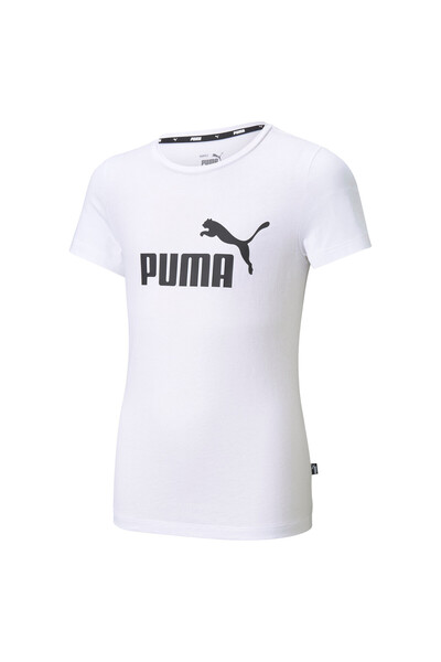 Puma تي شيرت بشعار أساسيات الفتيات الصغيرات - أبيض