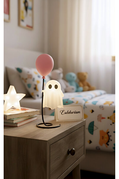 esdekorium Pembe Balonlu Hayalet Gece Lambası - Dekoratif Obje - Masa Dekorue