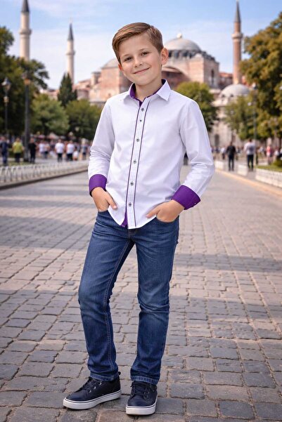 Louis Kids Biyeli Uzun Kol Okul Gömleği