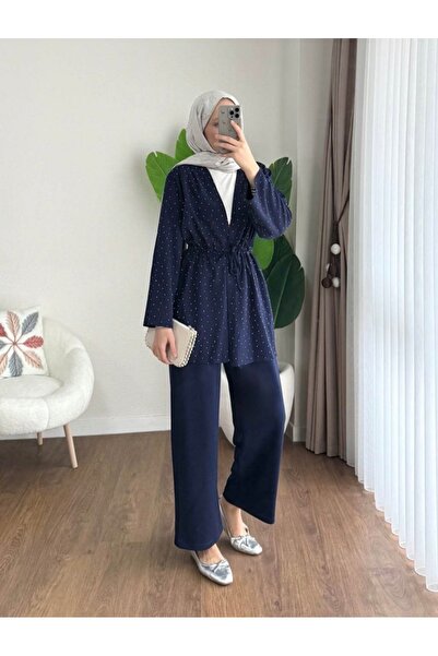 MODA CESE MODAL TAŞLI KUMAŞ TESETTÜRE UYGUN KİMONO 2’Lİ TAKIM BAĞLAMALI