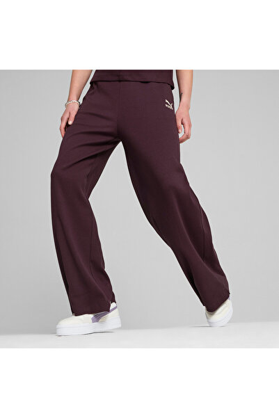 Puma Womens CLASSICS Ribbed Relaxed Pants - Purple