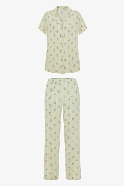 Penti Çok Renkli Pink Bouquet Gömlek Pantolon Pijama Takımı