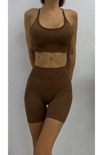 Bikini Mayokini Dünyası Σετ Ποππίτα με σορτς - Καφέ