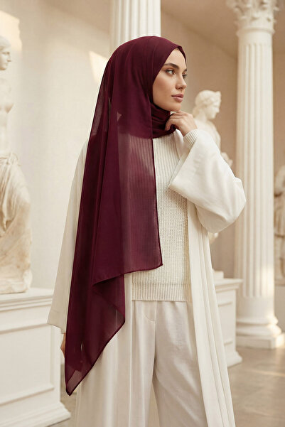 Aisha's Design شال شيفون عملي يمكن ارتداؤه بدون إبر، لون البرقوق، PS-11