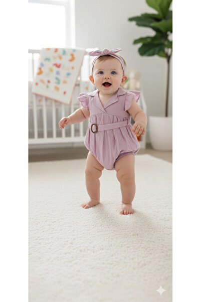 genybaby طقم رومبير وربطة شعر للفتيات الصغيرات من ليلك - رومبير موسمي أنيق مع...