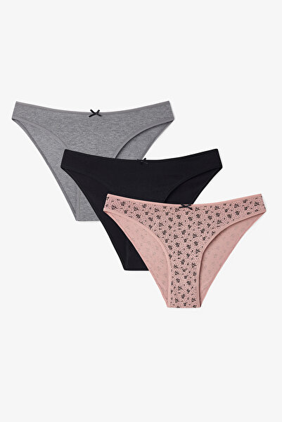 Penti Colorful Black Flower 3-Piece Slip Panties