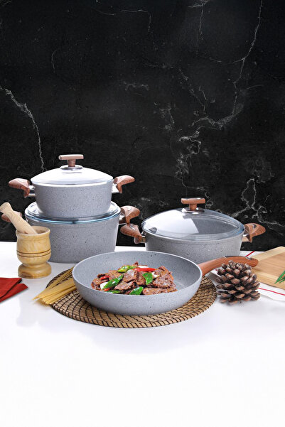 OMS 7 Parça Granit Tencere Set 3105 Rosegold