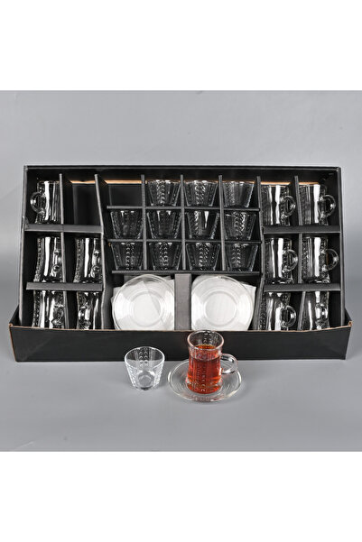 Generic طقم فناجين قهوة وشاي زجاجي 36 قطعة سعة 60 و90 مل تصميم وراقي للتقديم في المناسبات