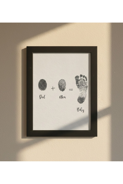 TinyPrint Stüdyo Dad + Mom = Baby (Minimal Tasarım) El Ve Ayak İzi Anı Hatıra Seti Bebek & Patili Dostlar