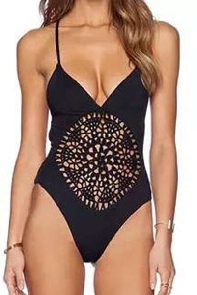 Bikini Mayokini Dünyası Πλεκτή Λεπτομέρεια Mayokini - Μαύρο