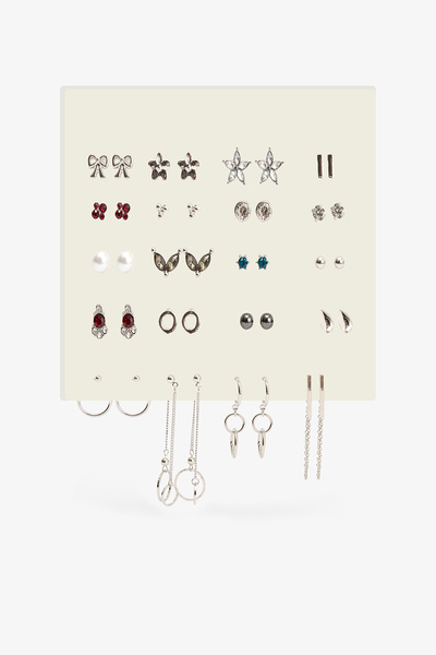 Penti Gümüş Rengi - Antrasit Zoe 16'lı Küpe Seti