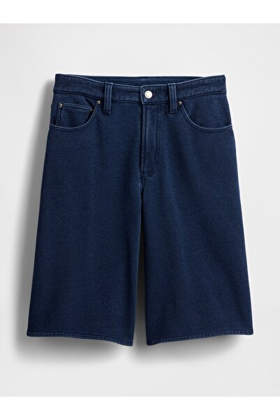 GAP Kadın Lacivert 11" Mid Rise Fransız Havlu Kumaş Denim Şort
