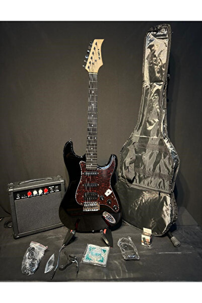Sazhane Siyah HSS Elektro Gitar Seti Full (gitar,amfi,kılıf,tuner,kapo,askı,yedek tel,kablo,pena)