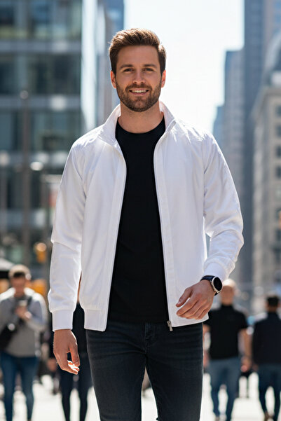 REMSA Чоловічий сезонний піджак з застібкою-блискавкою REU-9114 Білий