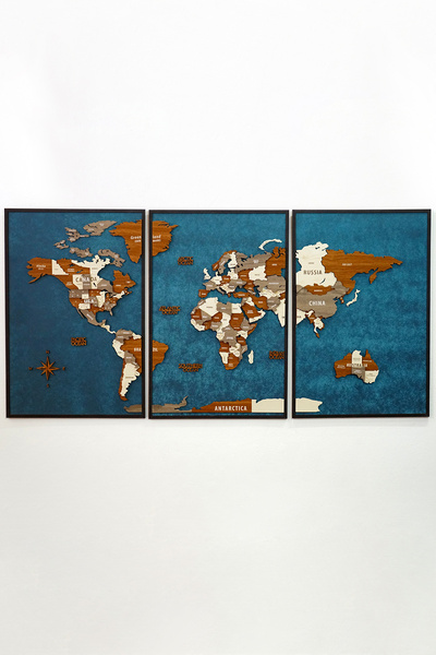 Colorfull Worlds 3d Çok Katmanlı Çerçeveli Ahşap Dünya Haritası - Ev Ofis Hediye Duvar Dekorasyon