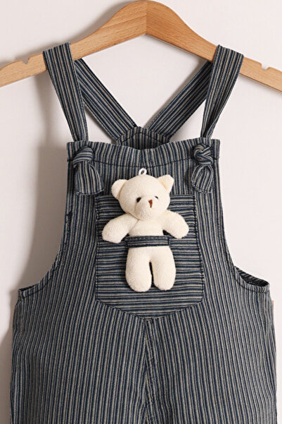 Pollito Boy Çizgili Teddy Oyuncaklı Bağlamalı Salopet