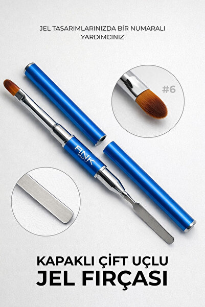 RNK BEAUTY Profesyonel Çift Uçlu Kapaklı Jel Fırçası Mavi – Builder Gel & Pol...