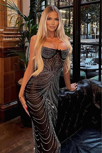 Bikini Mayokini Dünyası Rochie Leila cu diamante de lux - neagră