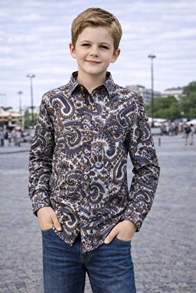 Louis Kids قميص شال منقوش بأكمام طويلة للأطفال للموسم الجديد