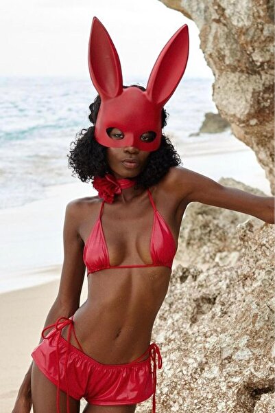 Bikini Mayokini Dünyası Rabbit Tavşan Maske Mat - Kırmızı