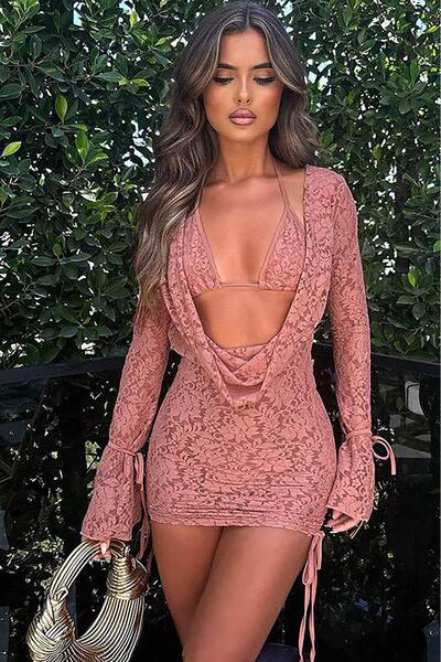 Bikini Mayokini Dünyası Rochie Emily din dantelă dublă - roz