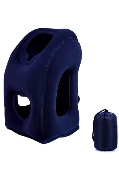 MORANO Inflatable flight neck pillow with portable bag, comfortable for the neck to avoid pain, available in multiple colors.