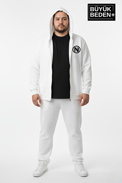 Superlife Men's Plus Size Hooded Zippered N Printed Thin Sweatshirt Cardigan Spr26Bhr922