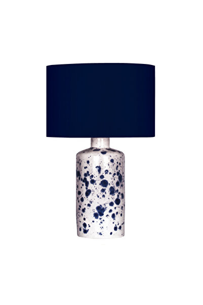 MOENAStudio Lacivert/Beyaz Renk Polka Seramik Abajur - Lacivert Başlık