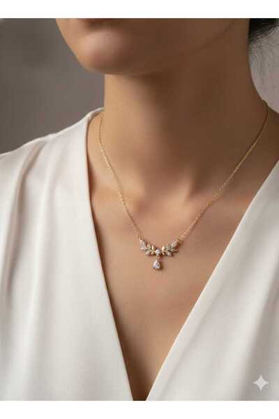 Clariss Kararmaz Çelik Su Damlası Detaylı Sarmaşık Kolye