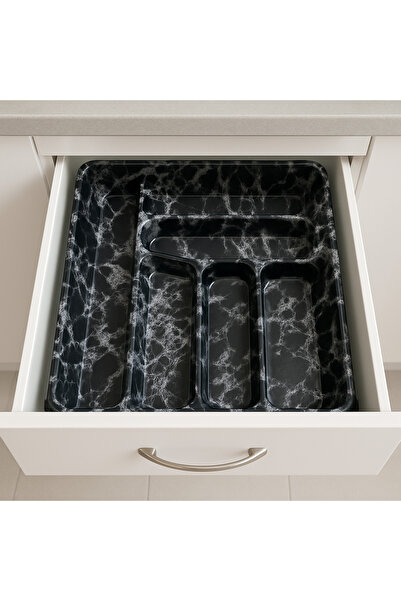 Alberlo Spoon Holder Black 2-Piece Kitchen Drawer Spoon and Knife Organizer