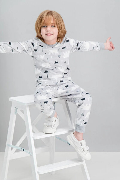 ROLY POLY Erkek Çocuk Gri White Bear  Polar Pijama Takımı