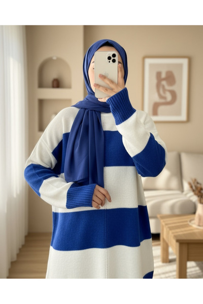 HİJABAYA Πλεκτό τουνίκ με χοντρές ρίγες