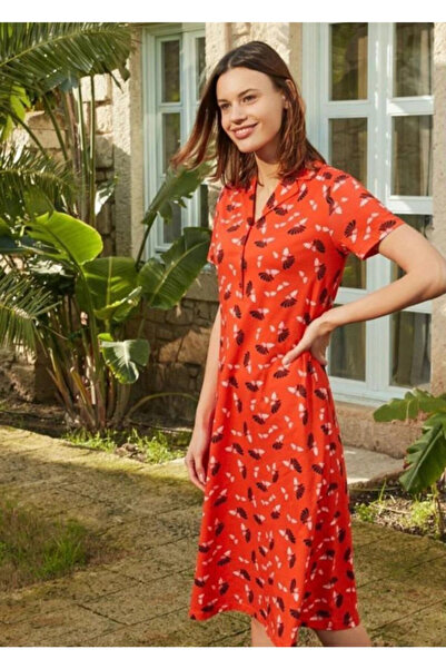 Eros Kadın Kırmızı Desenli Patlı Gecelik 26622