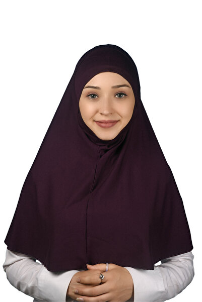 Altobeh Hazır Türban Peçeli Pratik Eşarp Tesettür Nikaplı Hijab - Namaz Örtüsü Sufle (XL) - Mürdüm