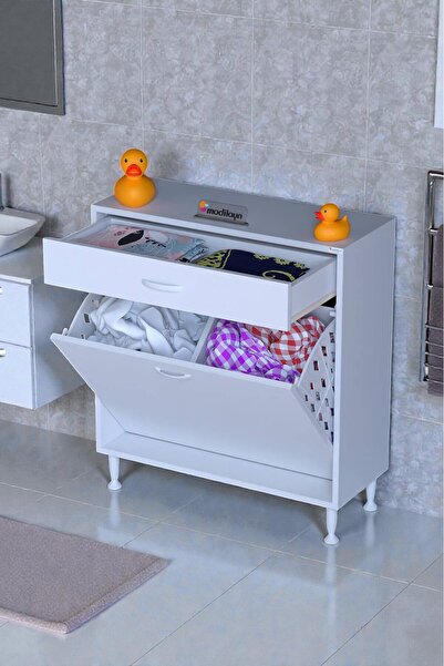 Eliusta Asil 75 cm Kirli Çamaşır Sepetli Banyo Dolabı 1 Çekmeceli Mutfak Çok ...