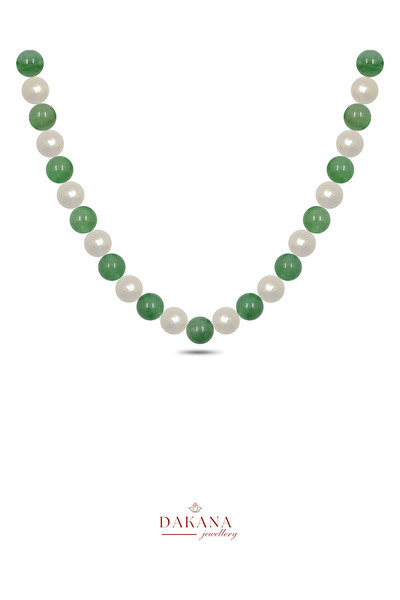 DAKANA JEWELLERY Sertifikalı 6 mm Aventurin ve İnci Gümüş Erkek Doğal Taş İnc...
